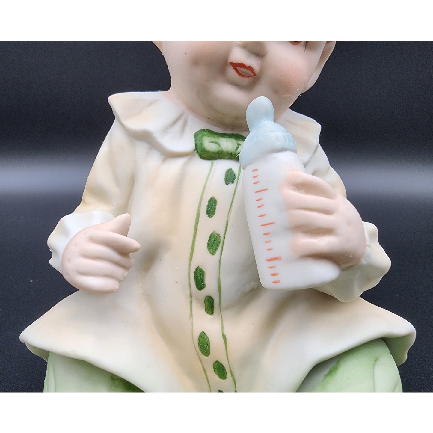 Vintage Porcelain Baby Figurine Handpainted Child with Bottle 7" Cameo Mark