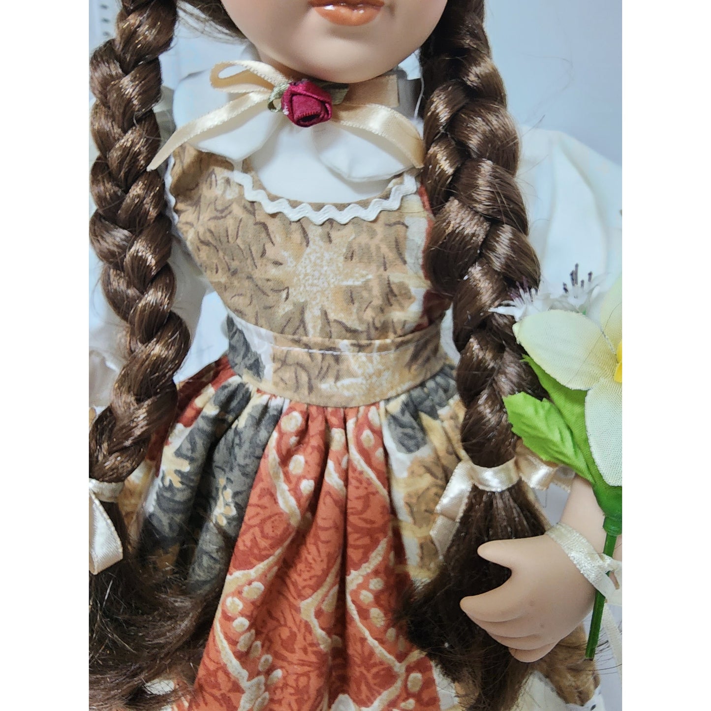Heritage Mint Porcelain Doll “Sitting Pretty” 16” Collectible  VTG w/ Flowers