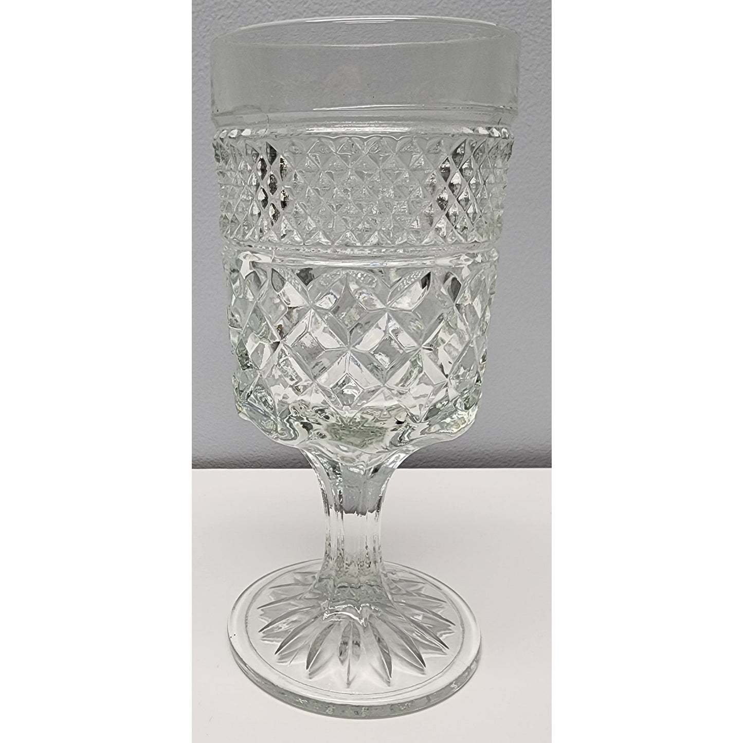 Set of 12 Vintage Anchor Hocking Diamond Cut Goblets 6.56" Tall Glassware