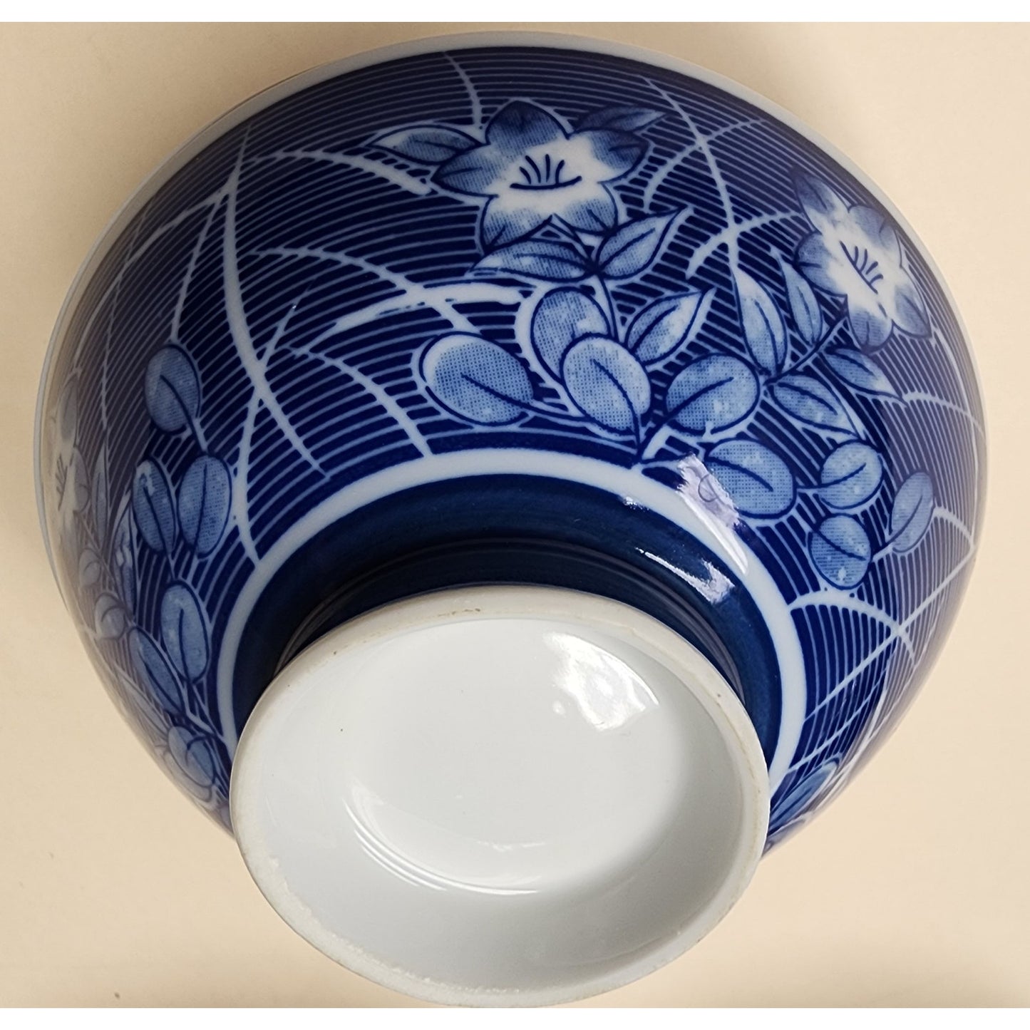 Set of 4 Vintage Japanese Porcelain Rice Bowls 4.75" Blue & White Patterns
