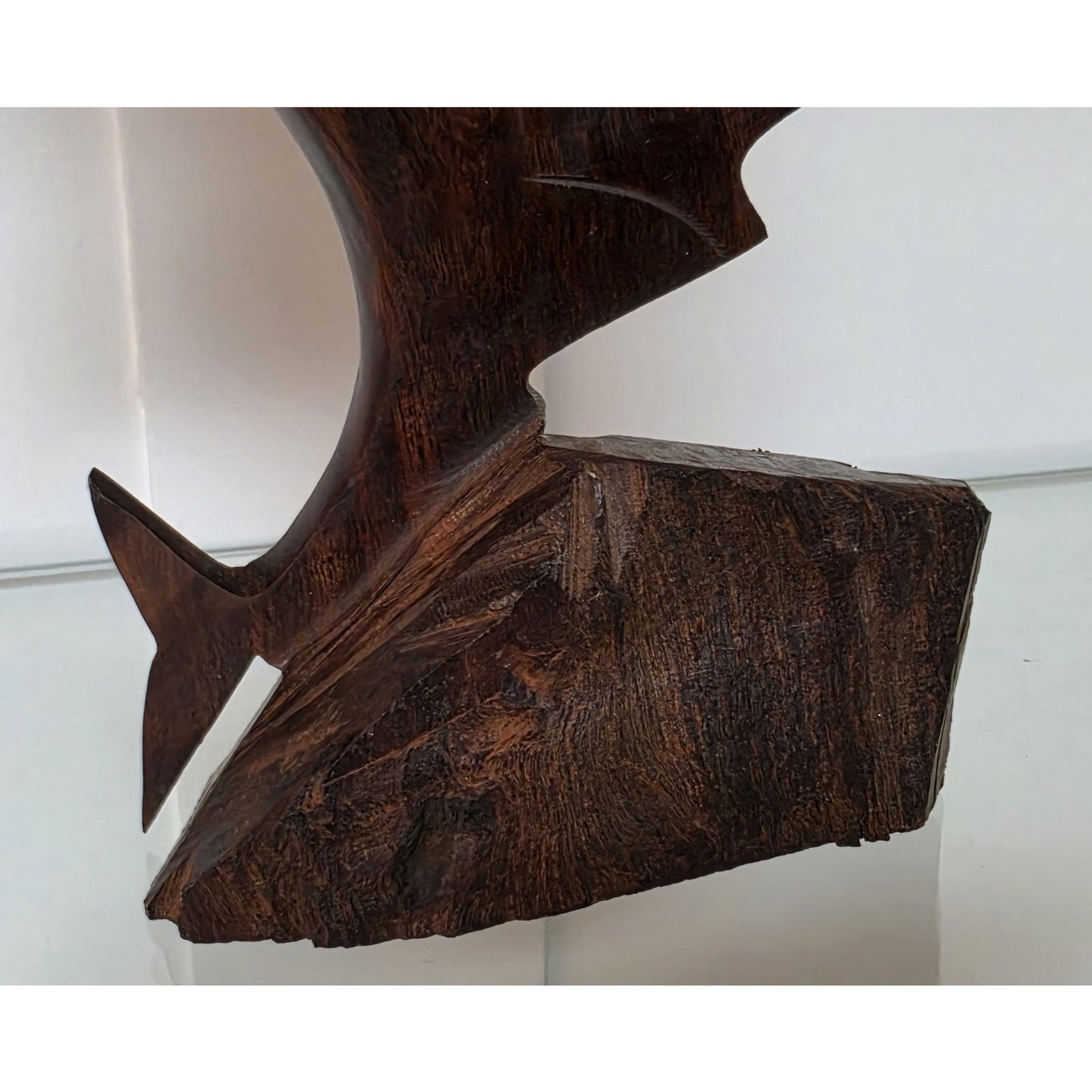 Vintage Hand‑Carved Mahogany Swordfish Statue 8.5" Elegant Wood Art - Beautiful