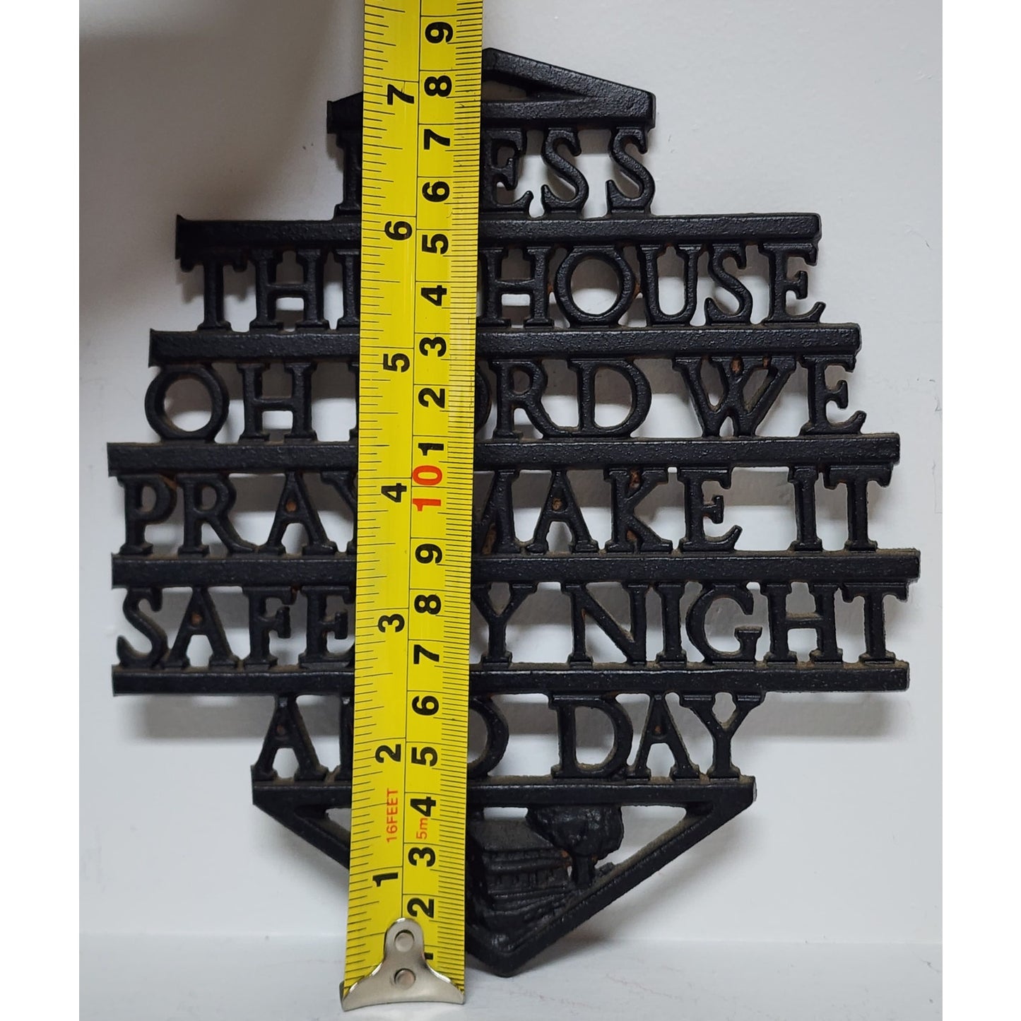 Vintage Cast Iron Trivet Cross Publ Co Elizabeth USA 3‑Leg 6.5x7.5 Black