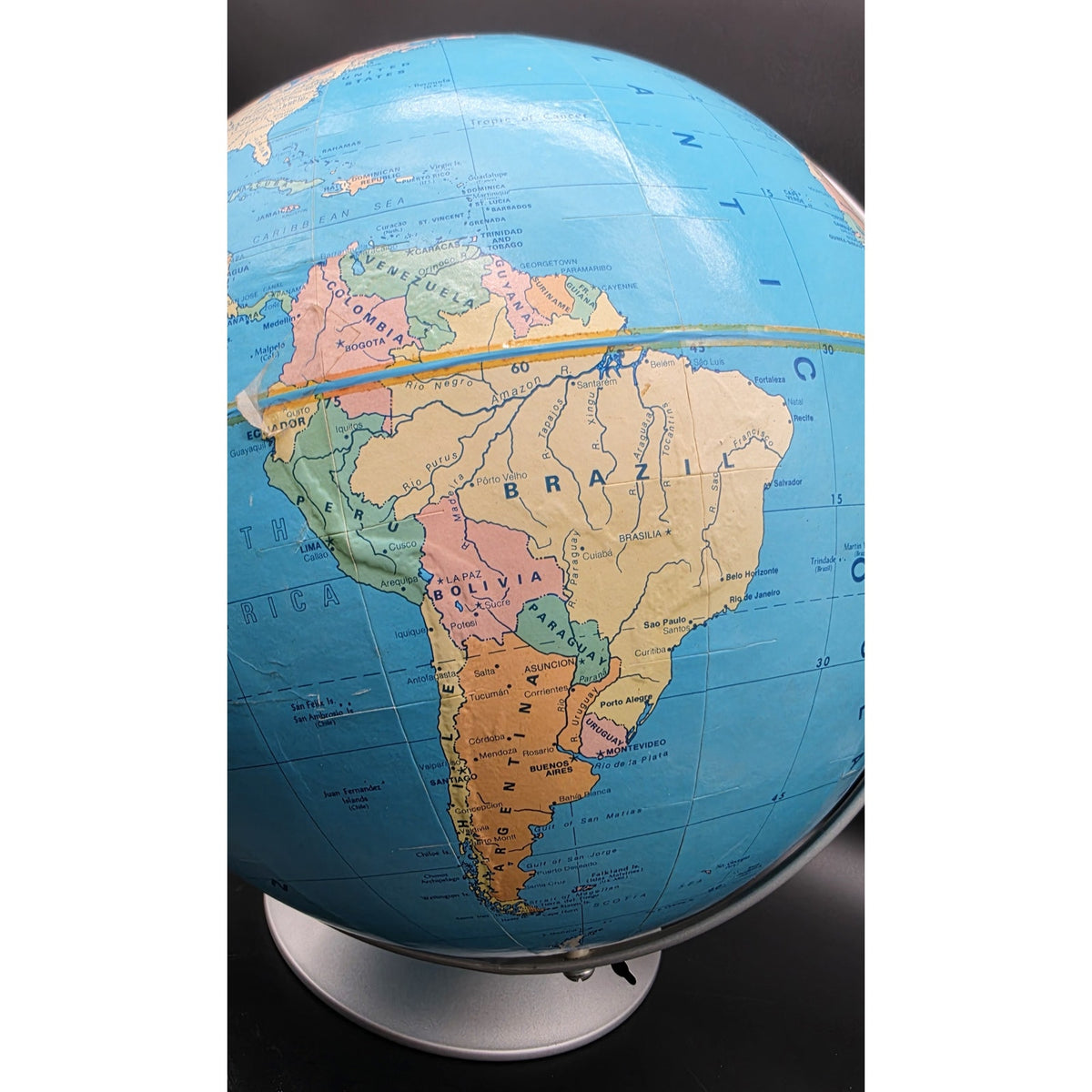 Vintage Concept 16" Blue Ocean World Globe Rotating Stand Modern Educational
