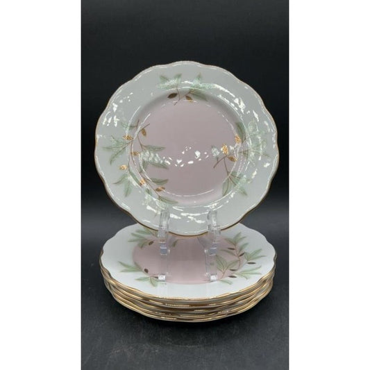 Royal Albert Braemar Bone China 6.25" Dessert Plates Set of 6 Pink Gold Fluted