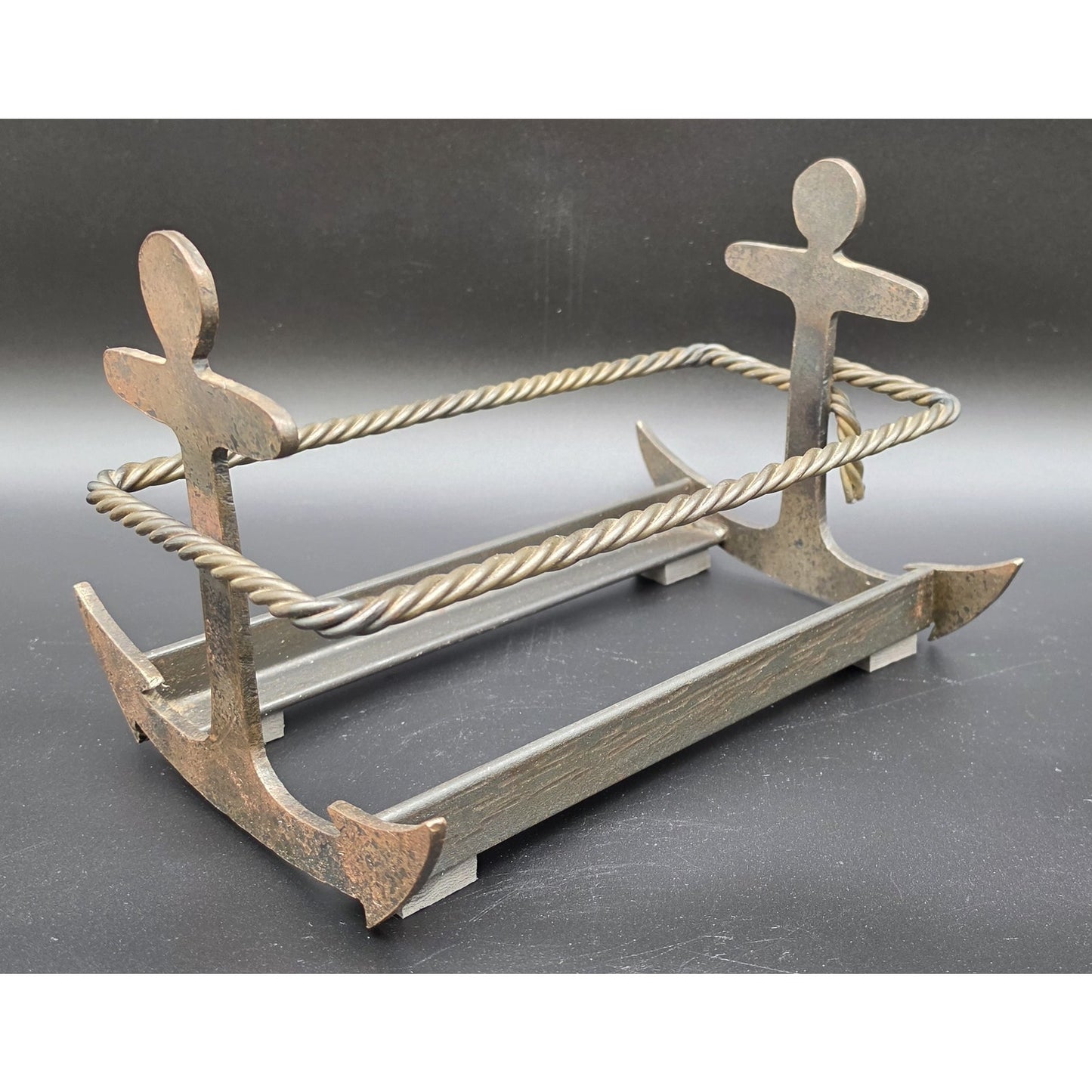 Vintage Heavy Metal Nautical Anchor Holder Rack – 11.25" x 8.25" x 7"