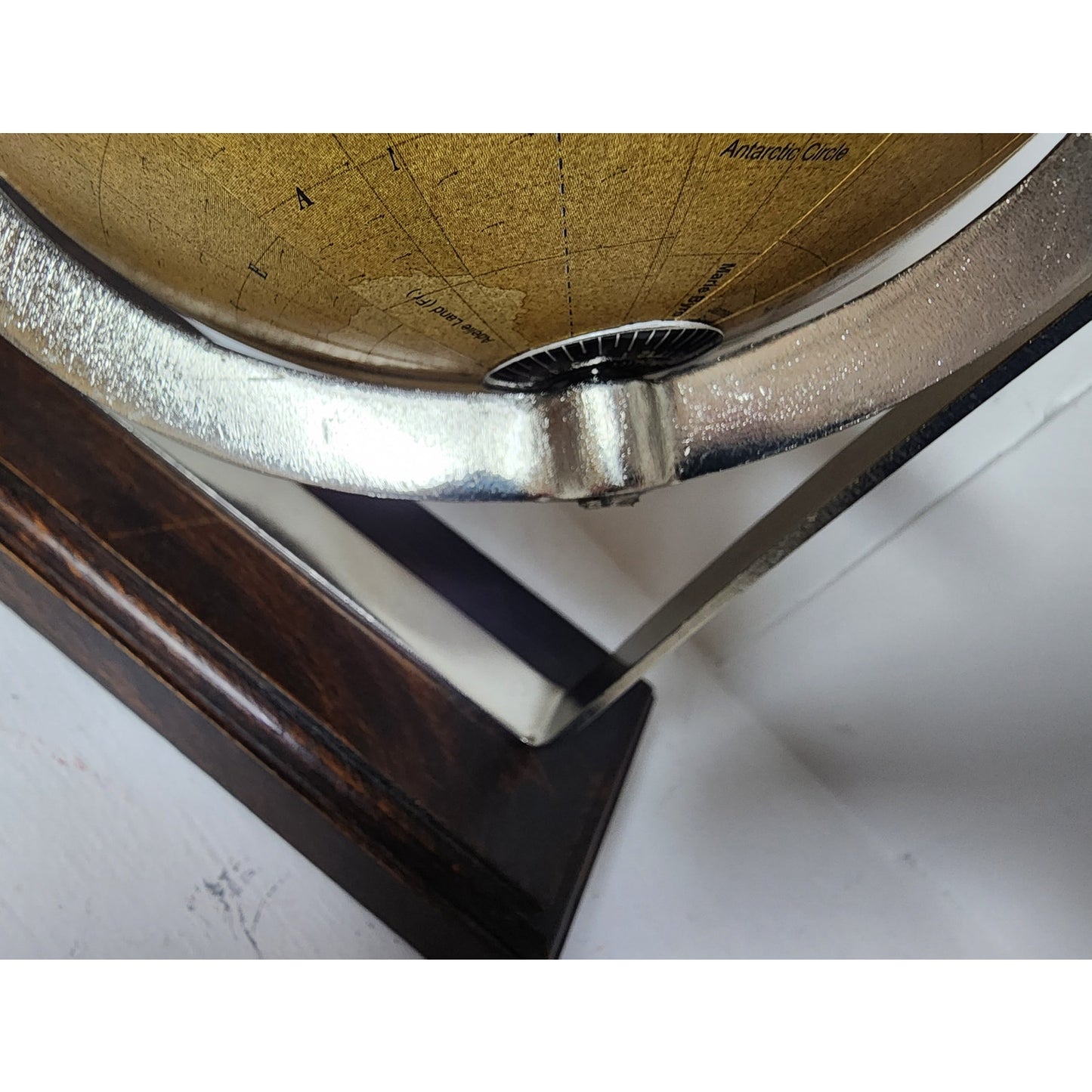 Vintage 360° Rotating World Globe on Walnut Base w/ Nickel Axis Rings