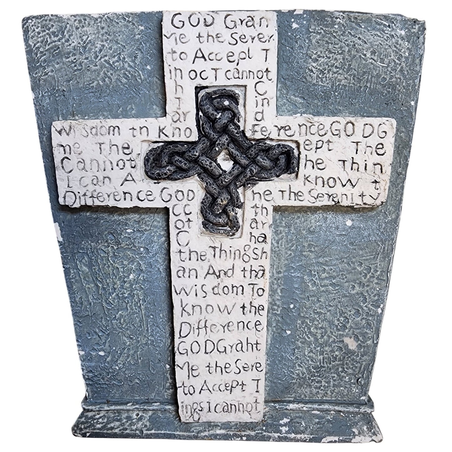 Serenity Prayer Cross Sphere Planter– Sage Green - Heavy Plaster/Concrete Decor