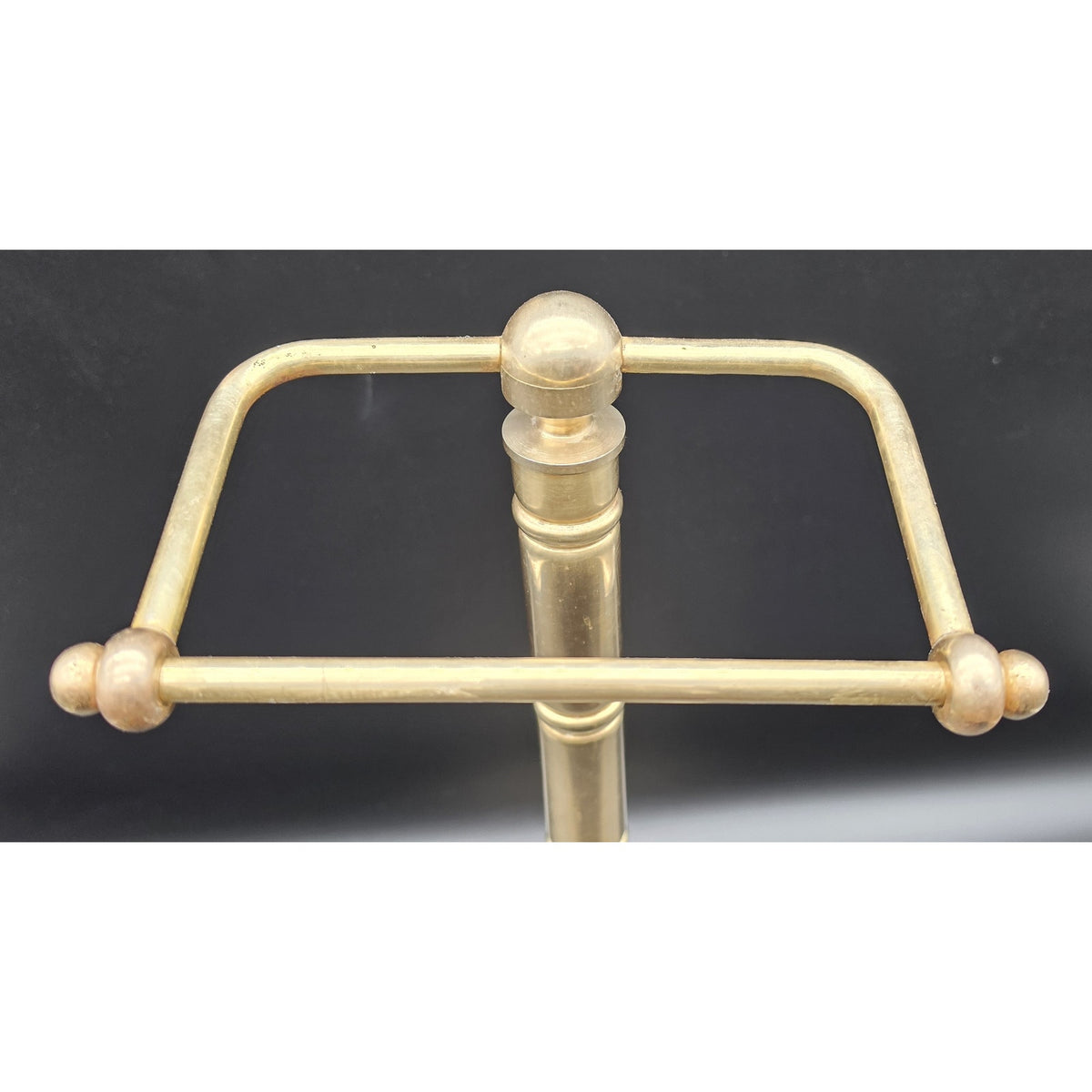 Vintage Brass Toilet Paper Holder Stand Free Standing Bathroom Roll Caddy 22"