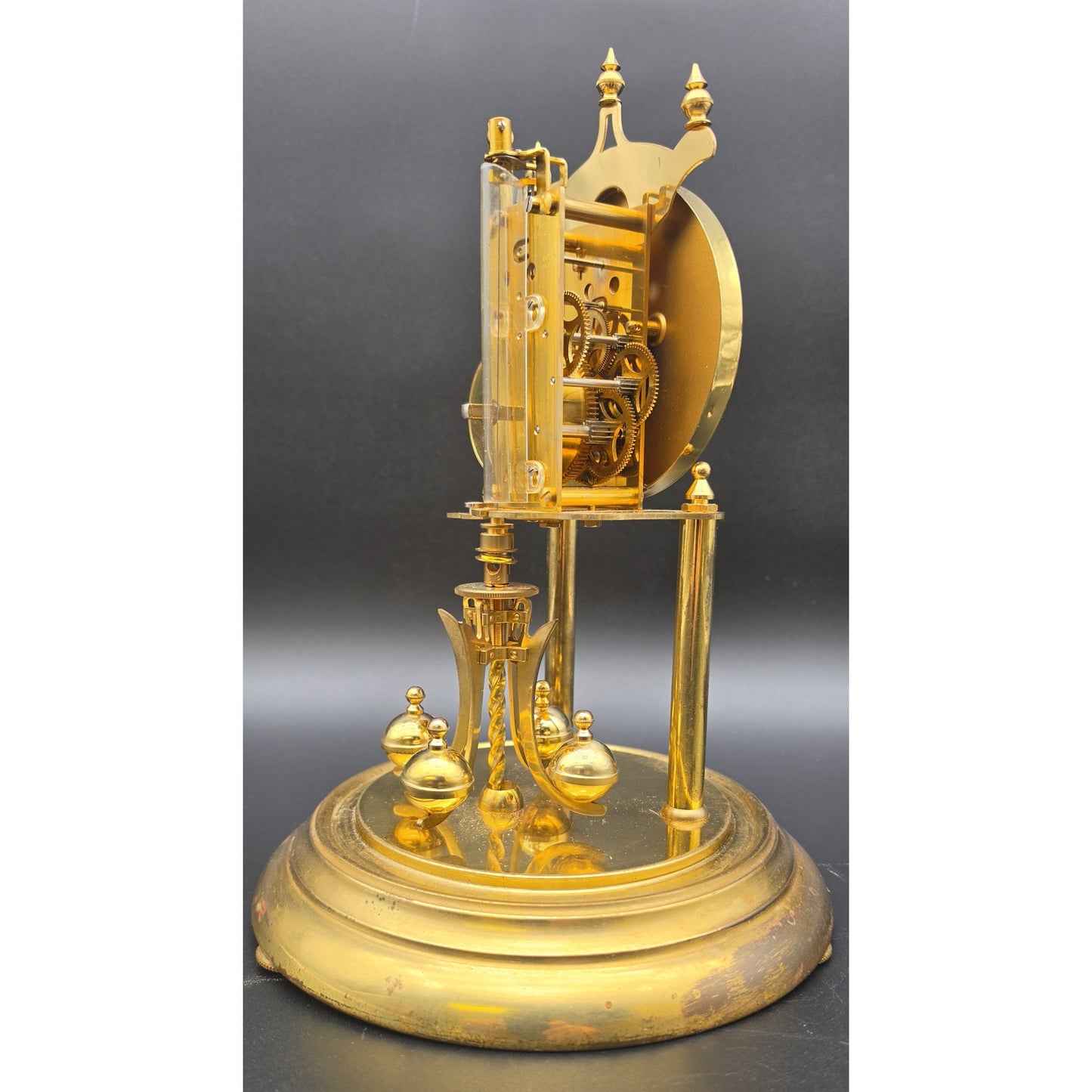 Vintage Kundo German Anniversary Torsion Clock w/ Dome – Brass – Needs Key