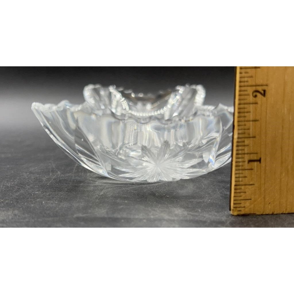 VTG Violetta Lead Crystal Bowl & Libbey Cut Glass Oval Serving Dish Starburst