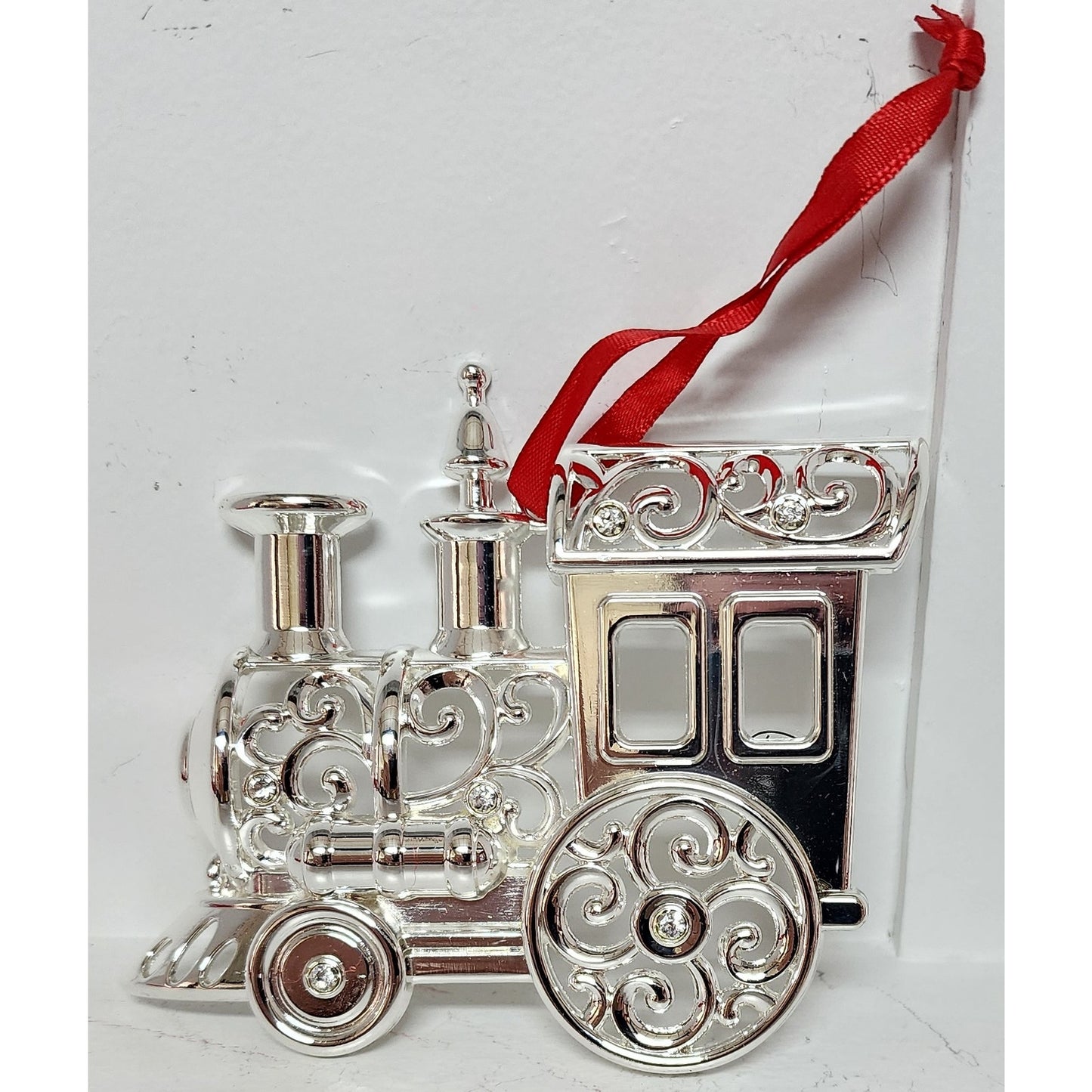Lenox Silverplate Crystal Tree & Train Ornaments w/ Boxes – Vintage Holiday Set