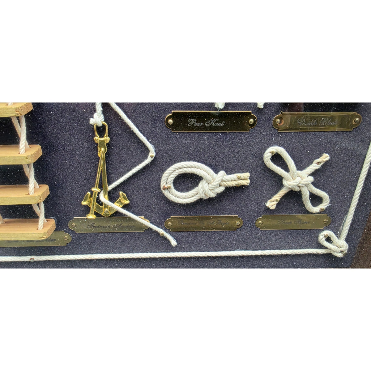 Vintage Nautical Rope Knot Shadow Box Wooden Display Brass Frame Wall Art 20.5"