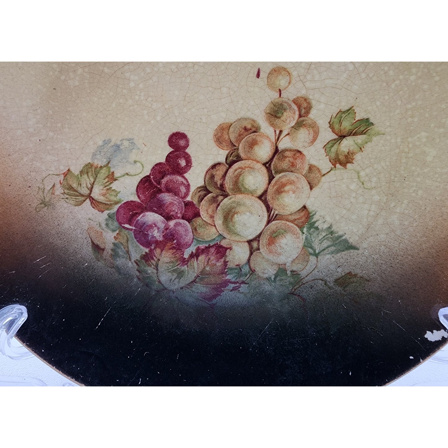 Set of 5 Vintage Hand-Painted Fruit Plates Grapes & Berries 6.5" Gold Trim Glaze