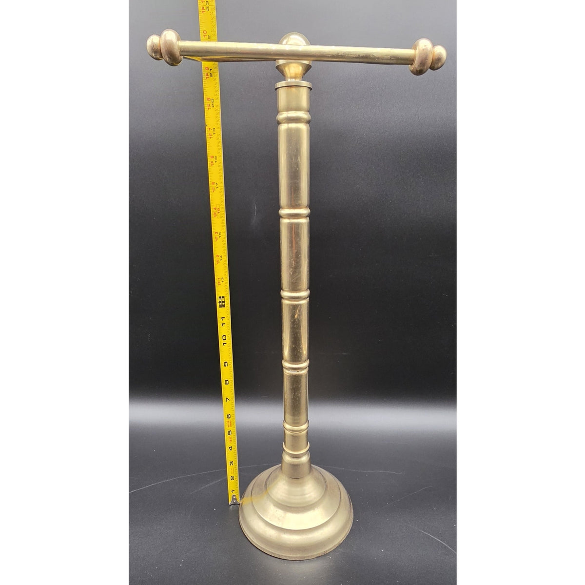 Vintage Brass Toilet Paper Holder Stand Free Standing Bathroom Roll Caddy 22"
