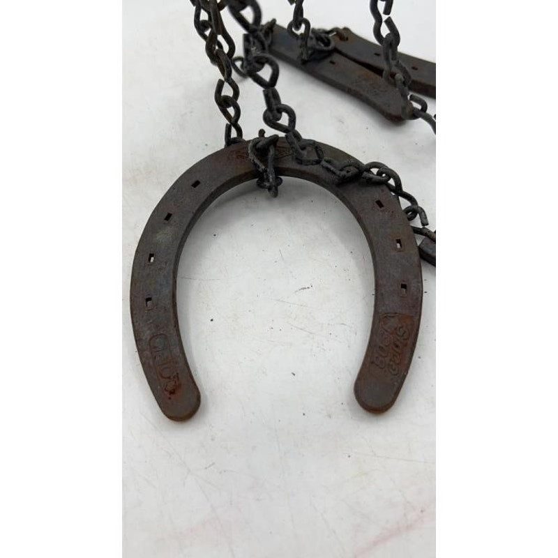 Rustic Handmade Horseshoe Wind Chimes 15" Metal Chains Hearts Western Farmhouse Decor