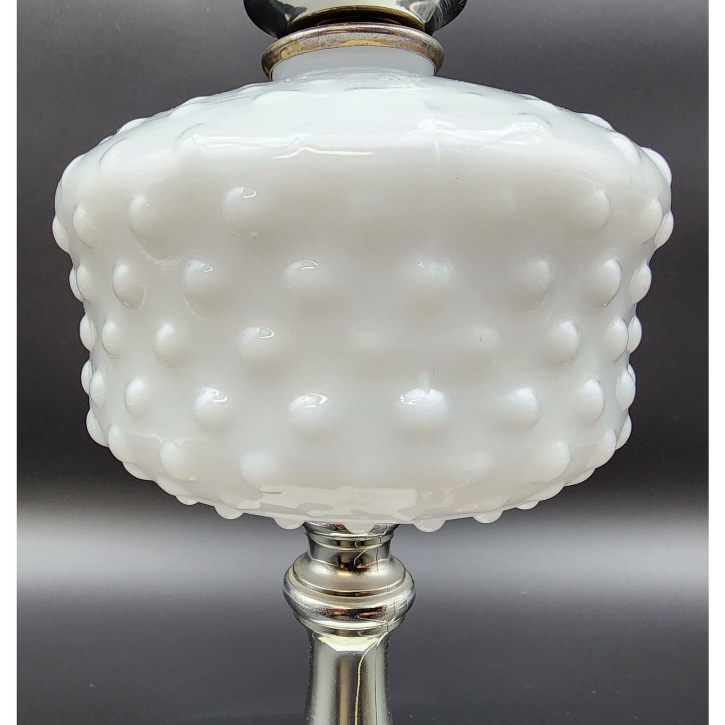 Vintage Hobnail Milk Glass Parlor Lamp Marble Base 20" Working LED Bulb