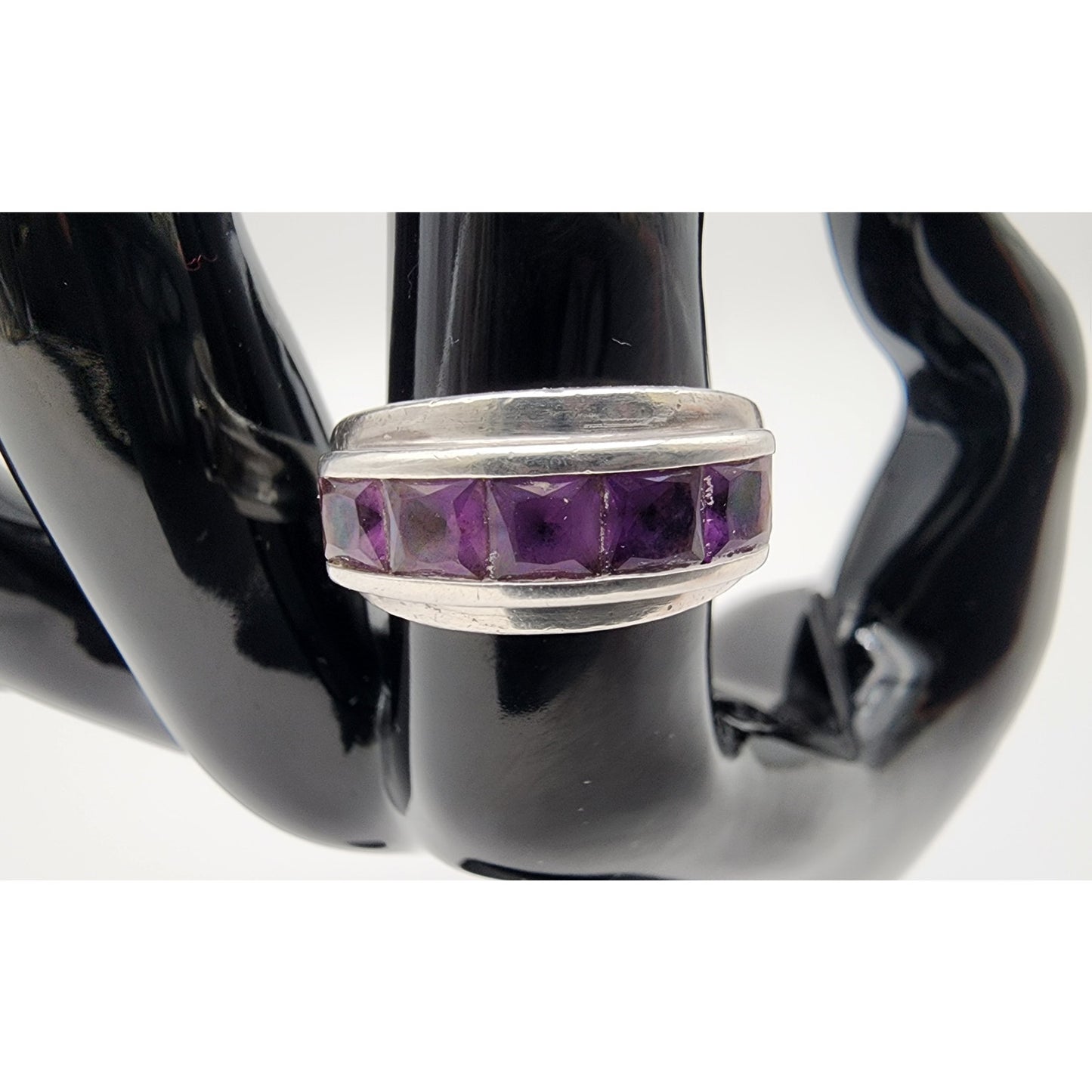 Vintage 925 Sterling Silver Amethyst Channel Ring Size Ladies 7