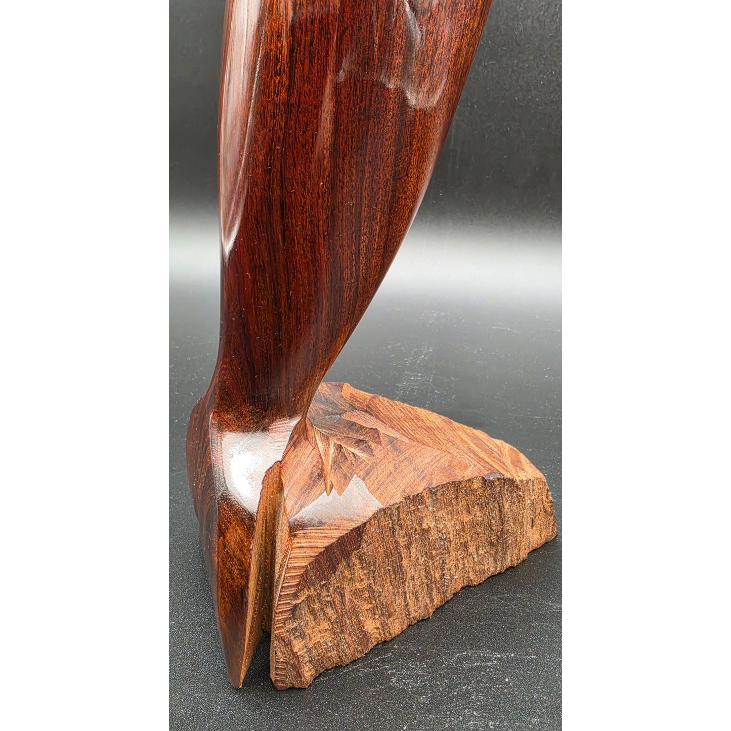 Vintage Hand‑Carved Hardwood Dolphin Statue 13.5" Polished One‑Piece Art