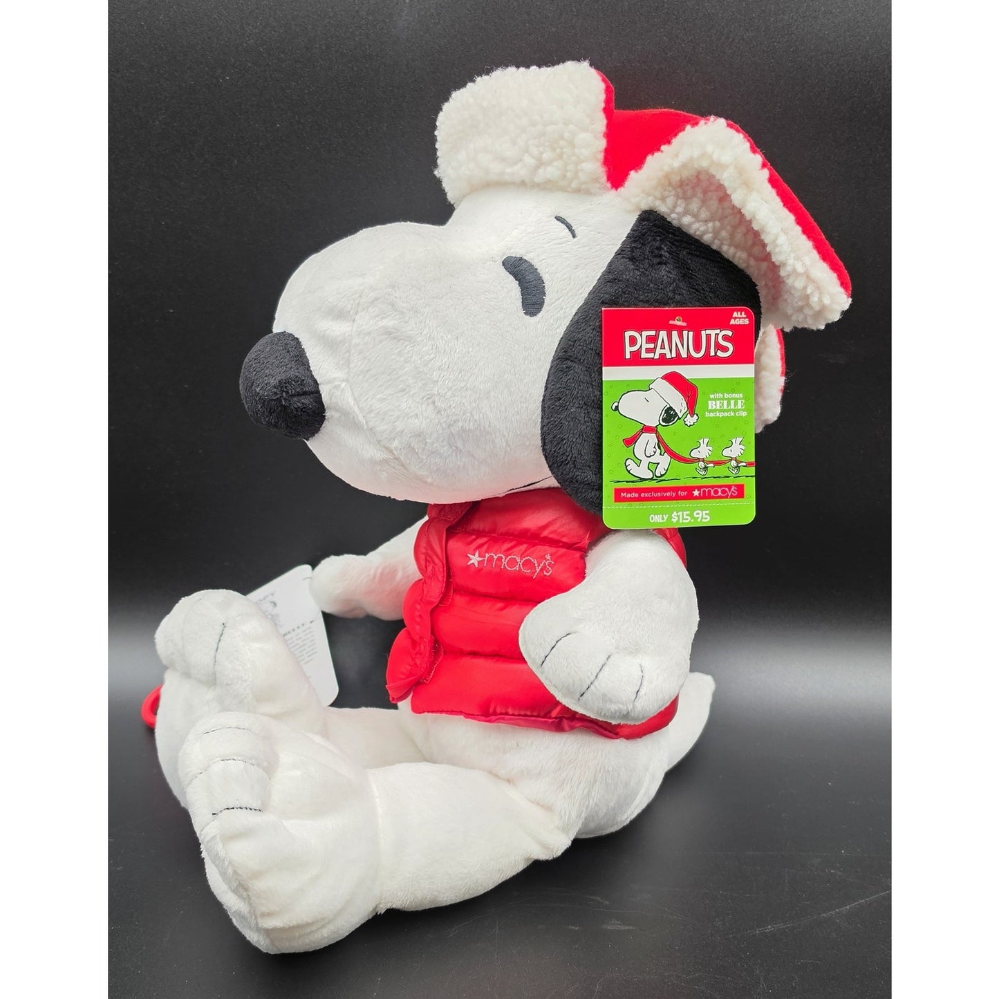 2015 Macy’s Holiday Snoopy Plush + Belle Clip • Peanuts Collectible Set