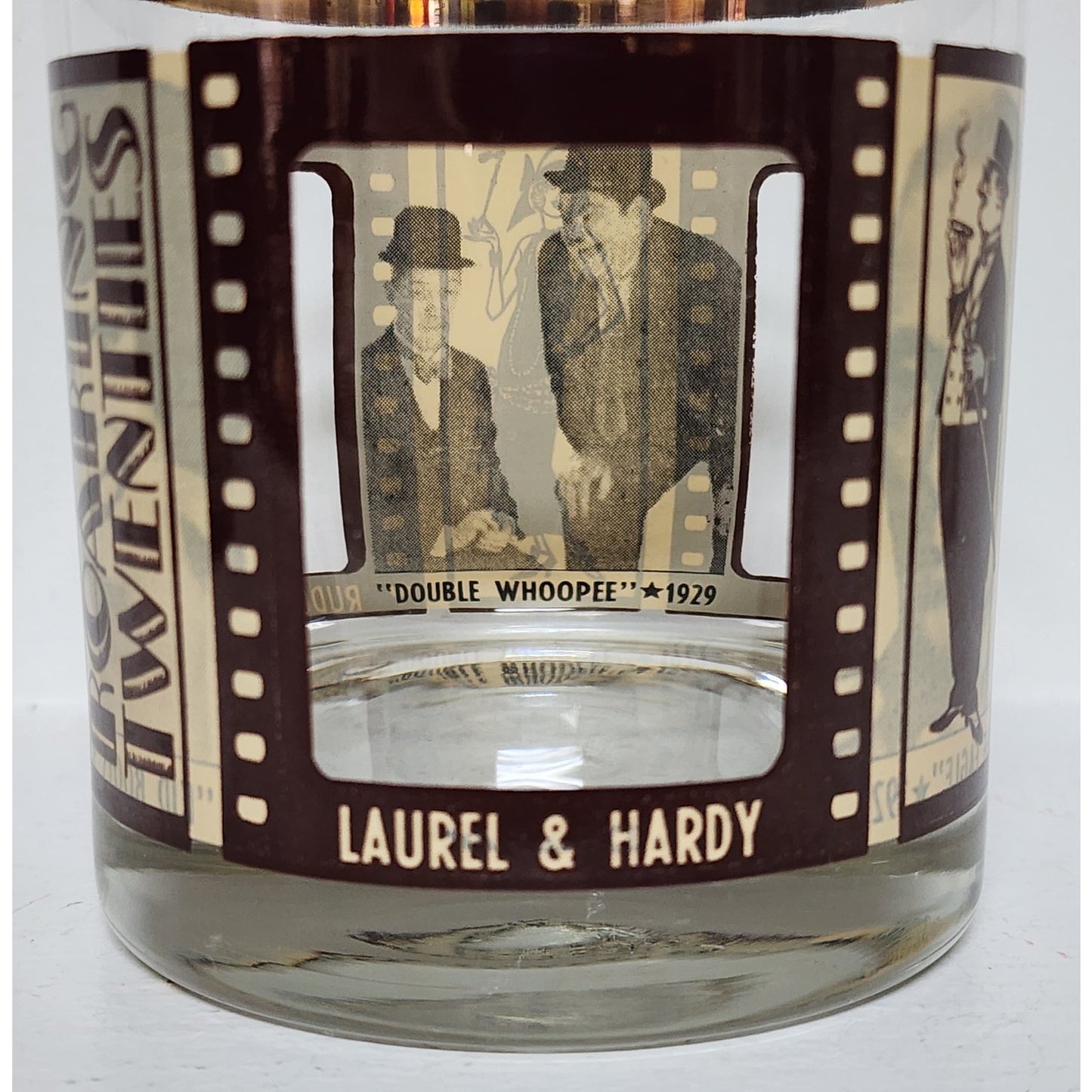 HouzeArt Roaring Twenties Filmstrip Glasses Set w/ Copper Rims Vintage