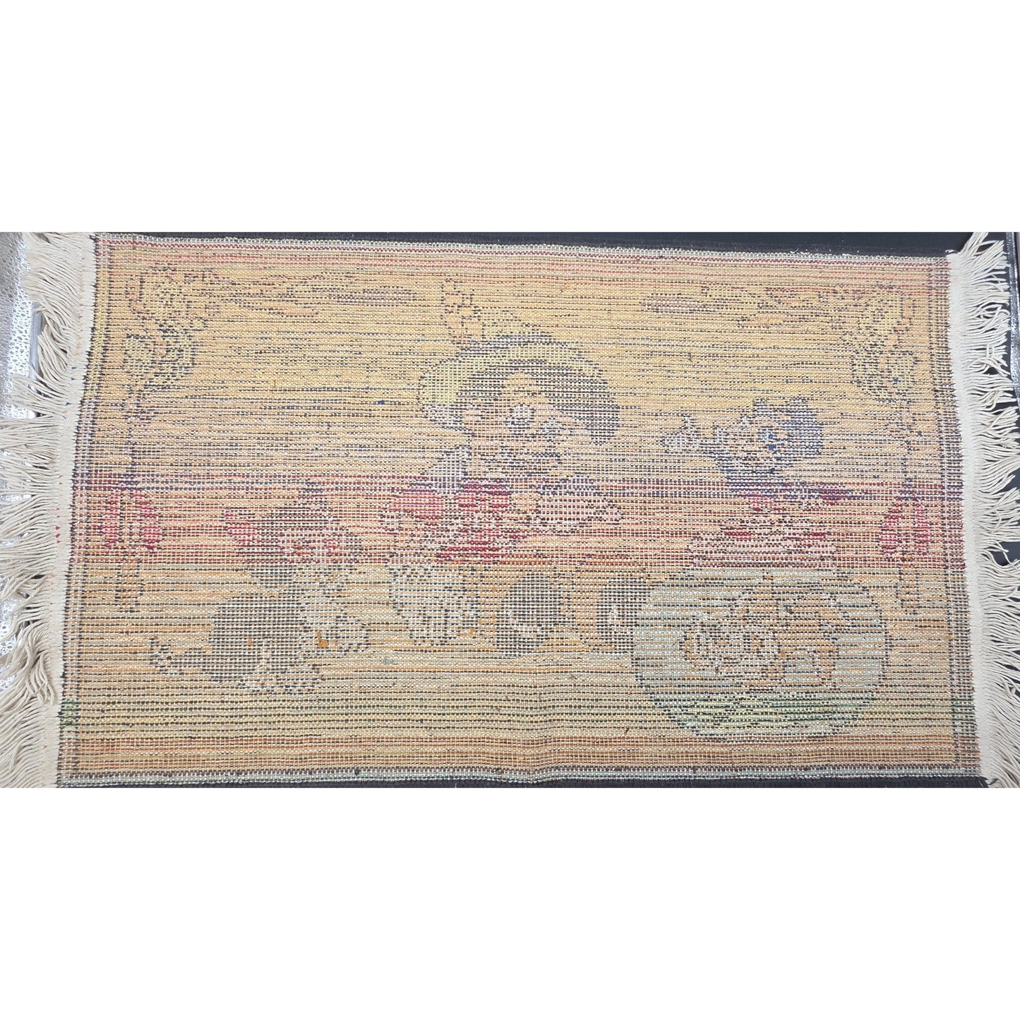 Vintage Disney Pinocchio & Friends Tapestry Rug w/ Fringe 21x34.5