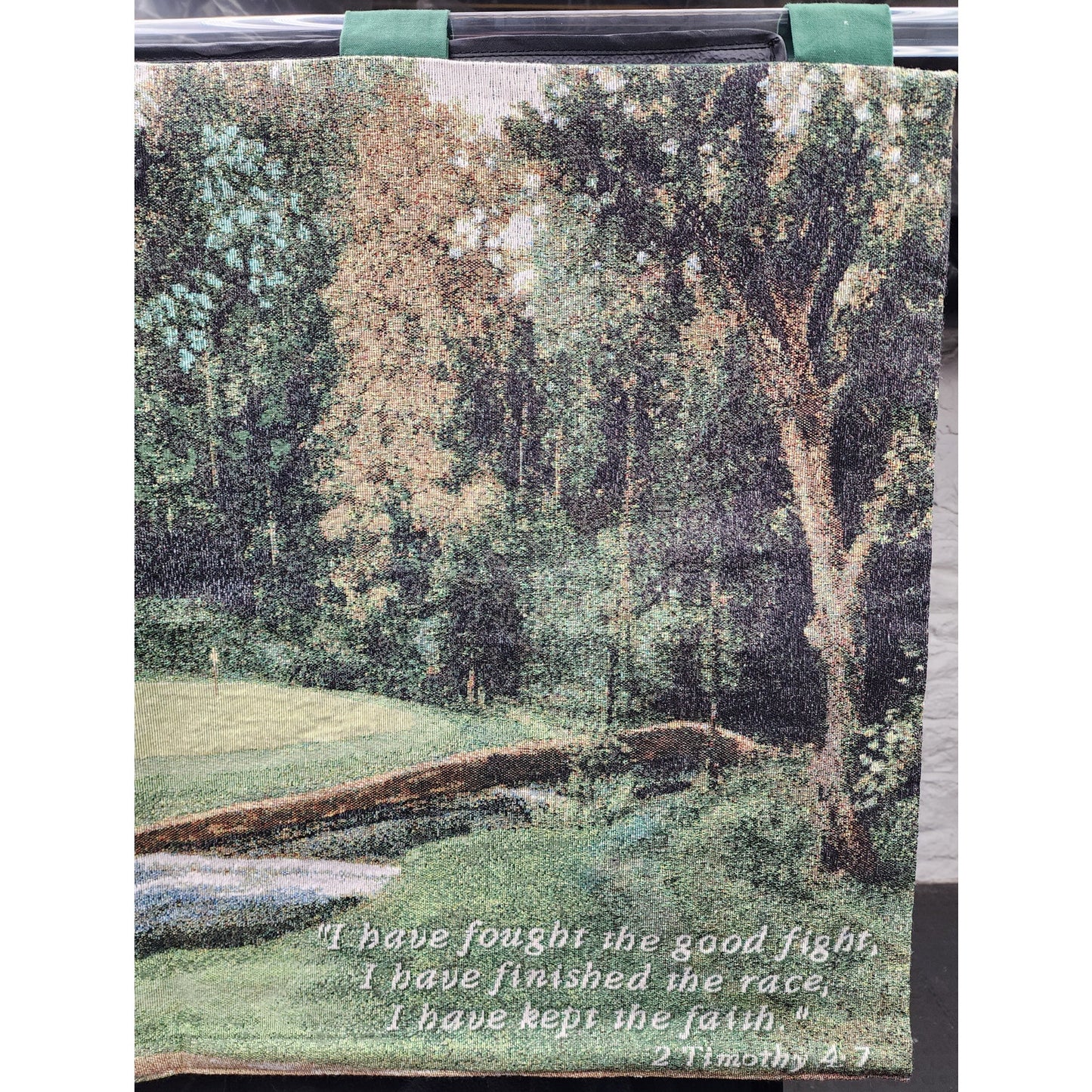 Donny Finley Golf Course Tapestry w/ 2 Timothy 4:7 & Hanging Loops 35.5"x25.5"