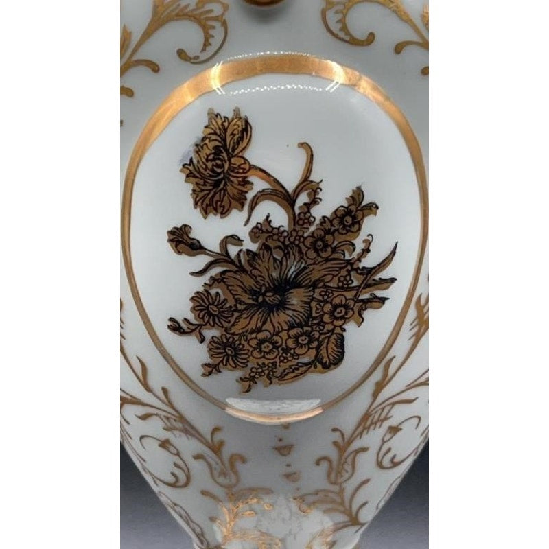 Antique Victorian Porcelain Vase Gold Gilt Lidded Ornate Handles 16" Tall