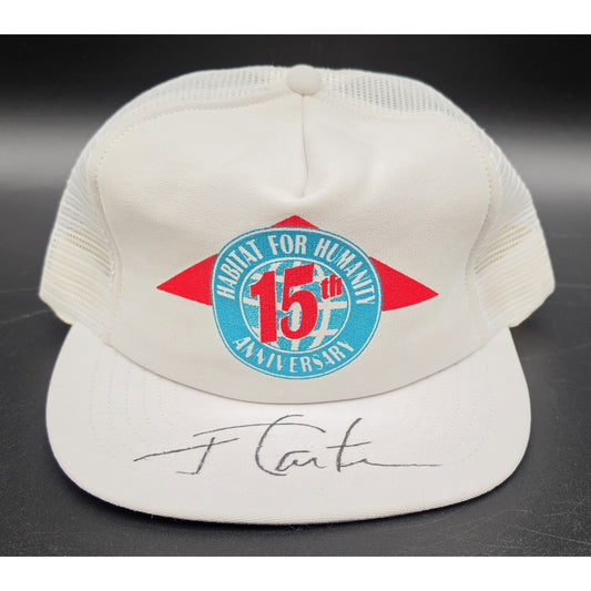 1991 Habitat for Humanity 15th Anniversary Trucker Cap Signed on bill J.  Carter