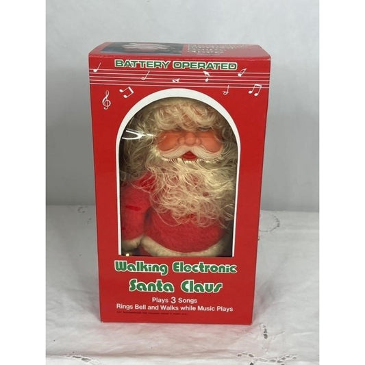 Vintage Walking Electronic Santa Rings Bell & Plays 3 Songs Battery Operated
