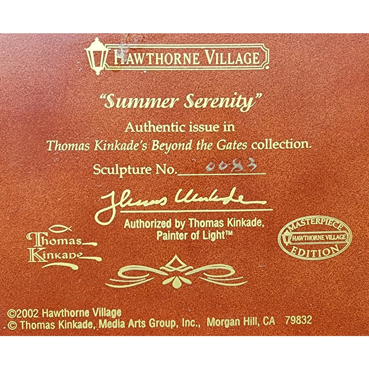 Thomas Kinkade Summer Serenity Masterpiece Village Lighted Sculpture A0083 COA