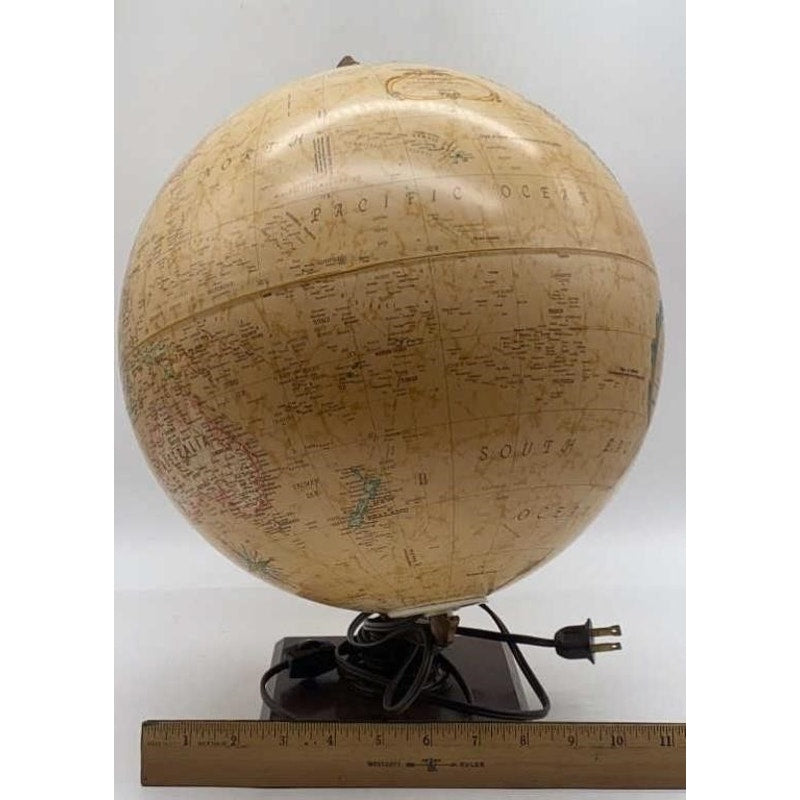Replogle World Premiere 12" Illuminated Globe Vintage Wood Base LED Tested