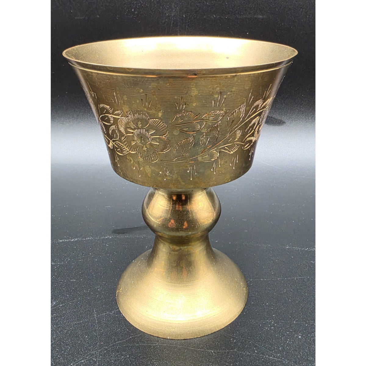 Vintage Brass Judaica Set 3 Star Plates Chalice Communion Goblet Small Feet Cup