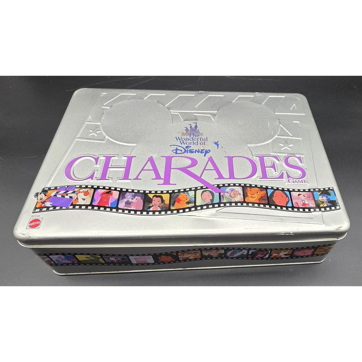 Vintage 1999 Disney Charades Board Game Mattel Metallic Tin Box Complete Set