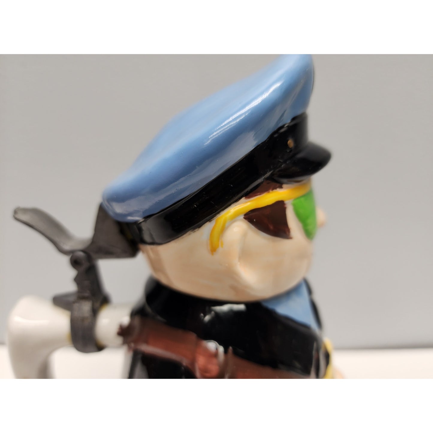 M.S.R. Imports Policeman Mug, Ceramic, Pewter Lid, Hand Painted, 8.25" Vintage