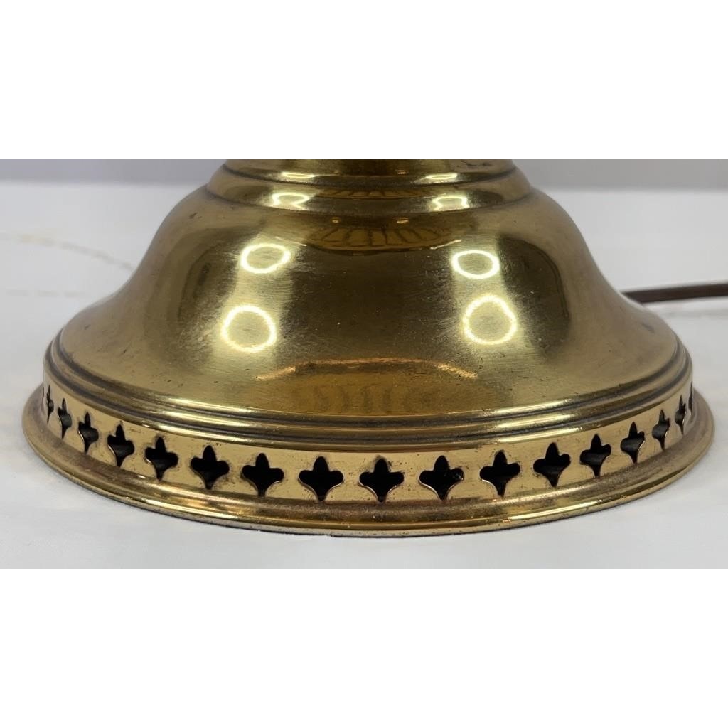 Aladdin Brass Table Lamp w/ Hand-Painted Milk Glass Shade – Model Works