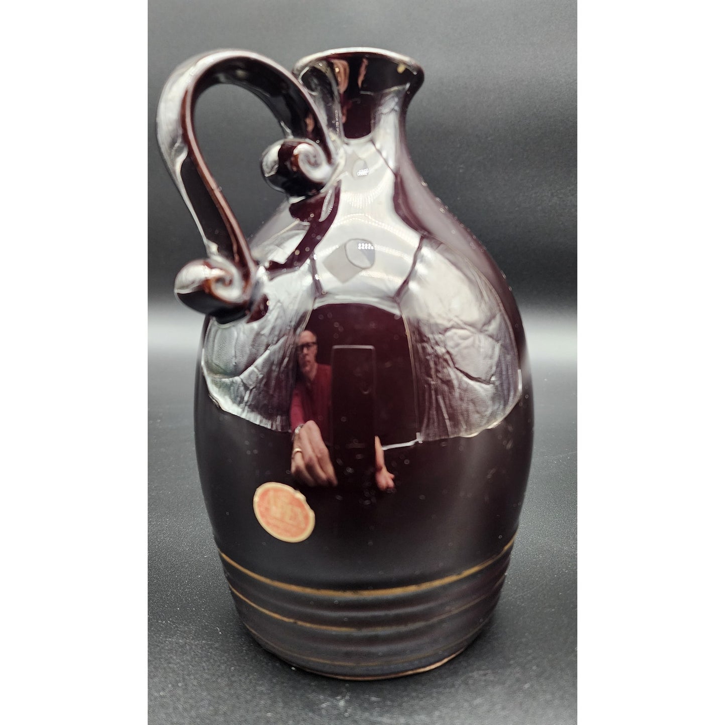 Vintage Little Brown Jug Music Box Japan Man & Lantern Rotating Figurine