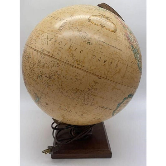 Replogle World Premiere 12" Illuminated Globe Vintage Wood Base LED Tested