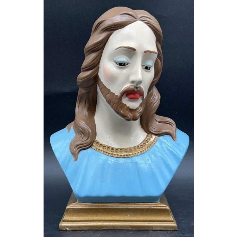 VTG Holland Mold Jesus & Mary Hand-Painted Ceramic Busts 5×3.75×7″