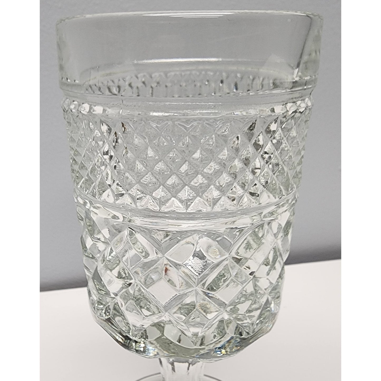 Set of 12 Vintage Anchor Hocking Diamond Cut Goblets 6.56" Tall Glassware