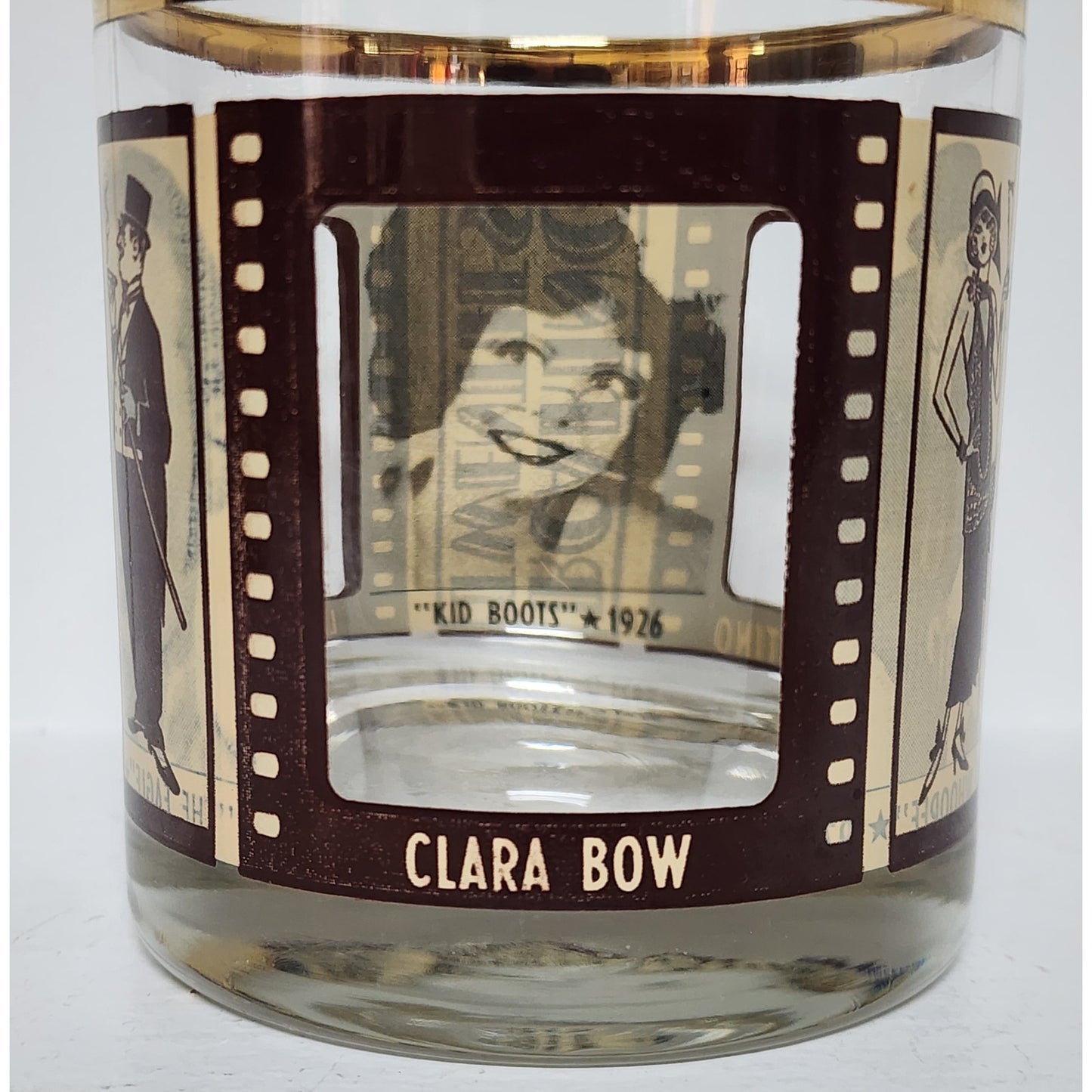 HouzeArt Roaring Twenties Filmstrip Glasses Set w/ Copper Rims Vintage