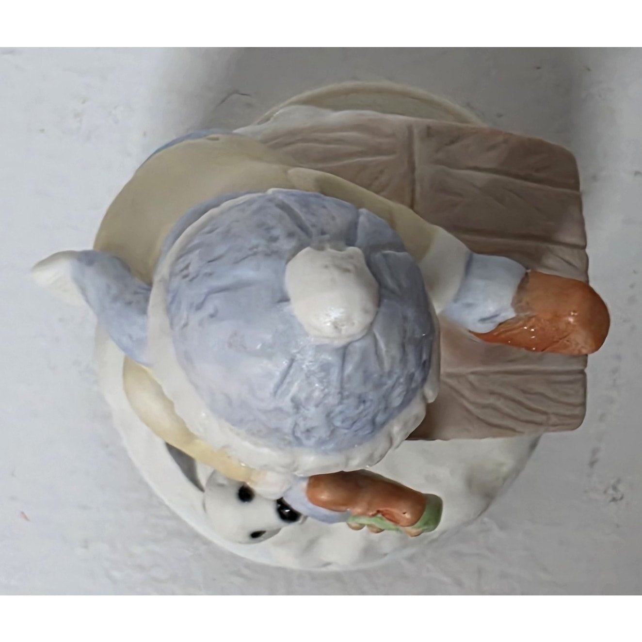 Vintage Boy & Dog Christmas Music Box Rotating Porcelain Figurine
