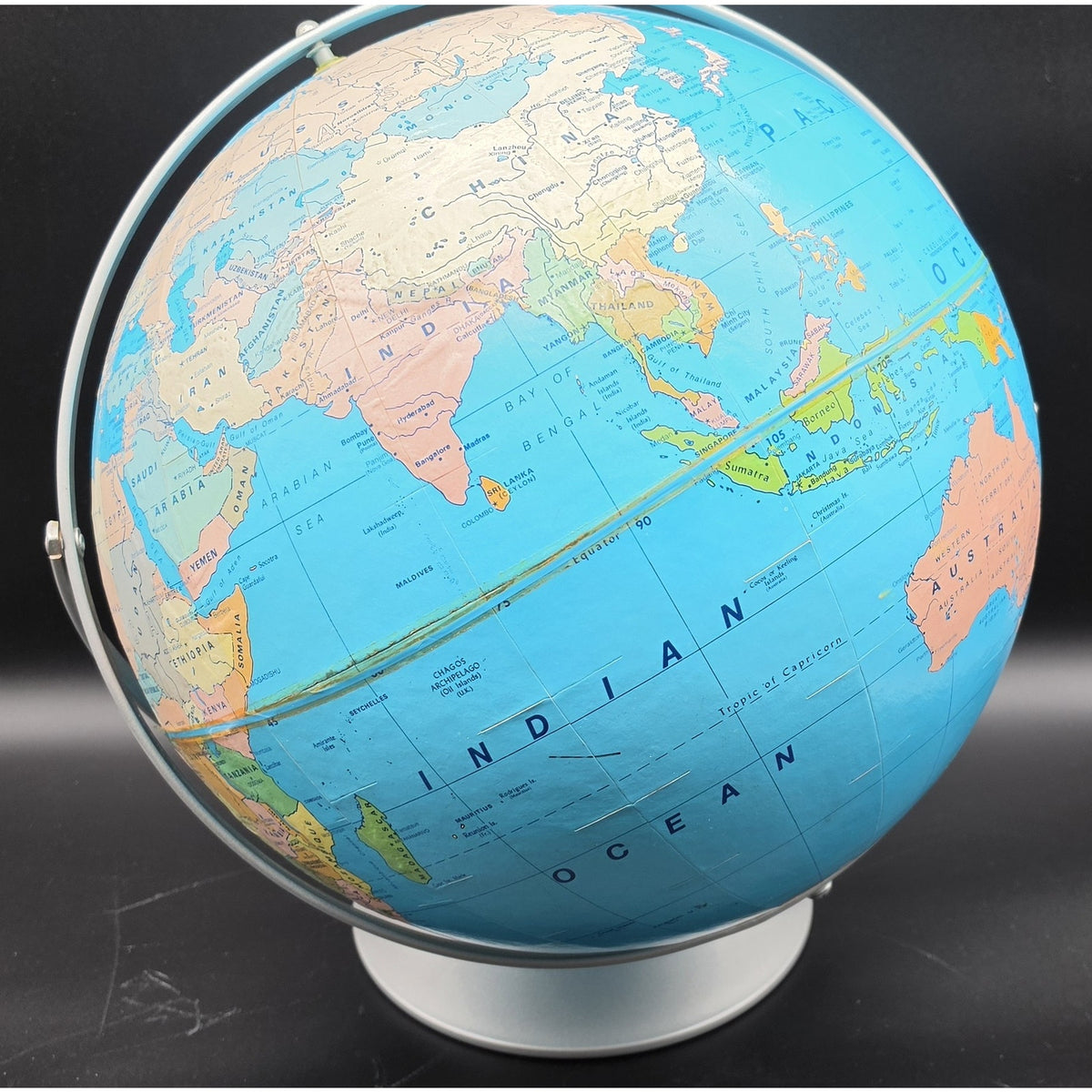 Vintage Concept 16" Blue Ocean World Globe Rotating Stand Modern Educational