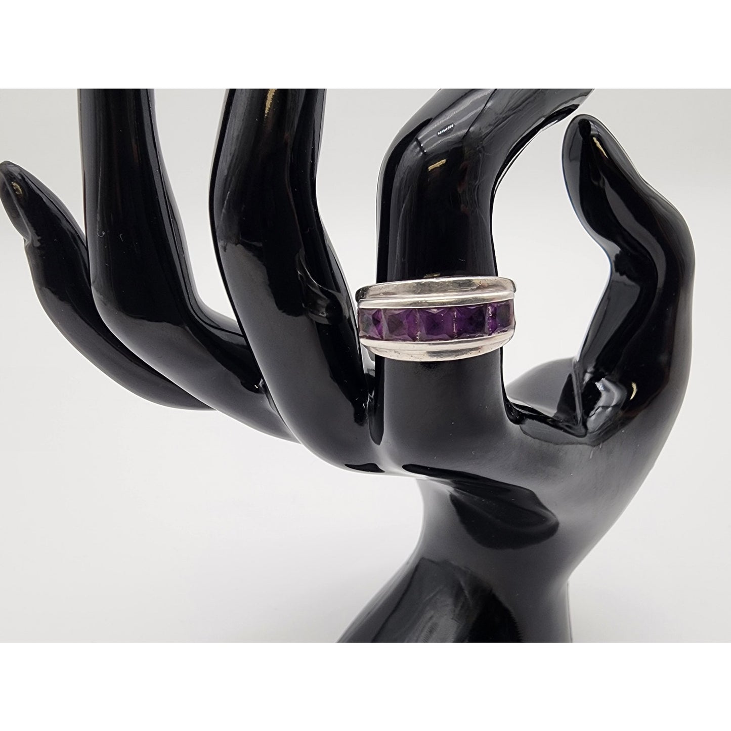 Vintage 925 Sterling Silver Amethyst Channel Ring Size Ladies 7