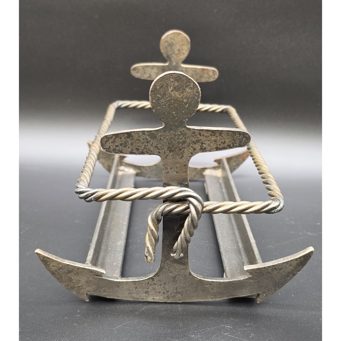 Vintage Heavy Metal Nautical Anchor Holder Rack – 11.25" x 8.25" x 7"