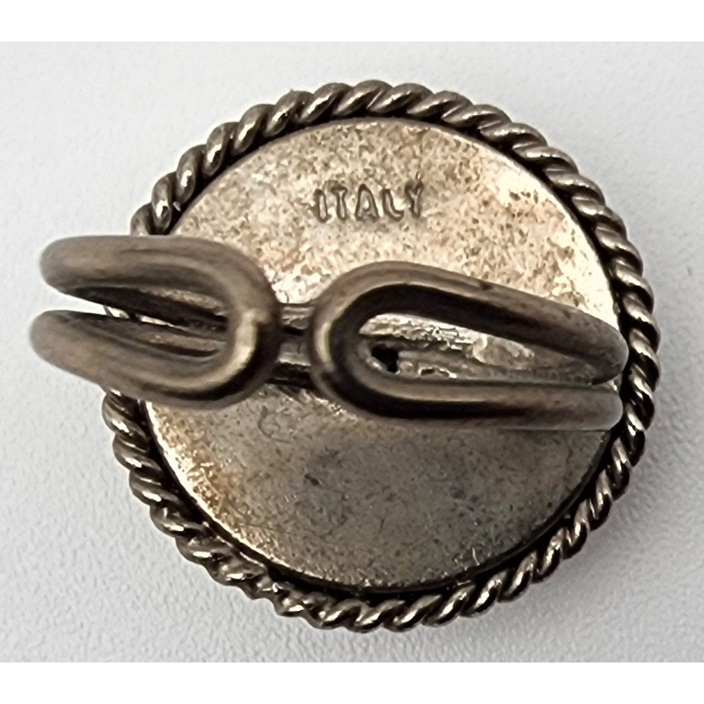 Vintage Italian Adjustable Ladies Ring Hand-Painted Scene Rope Border