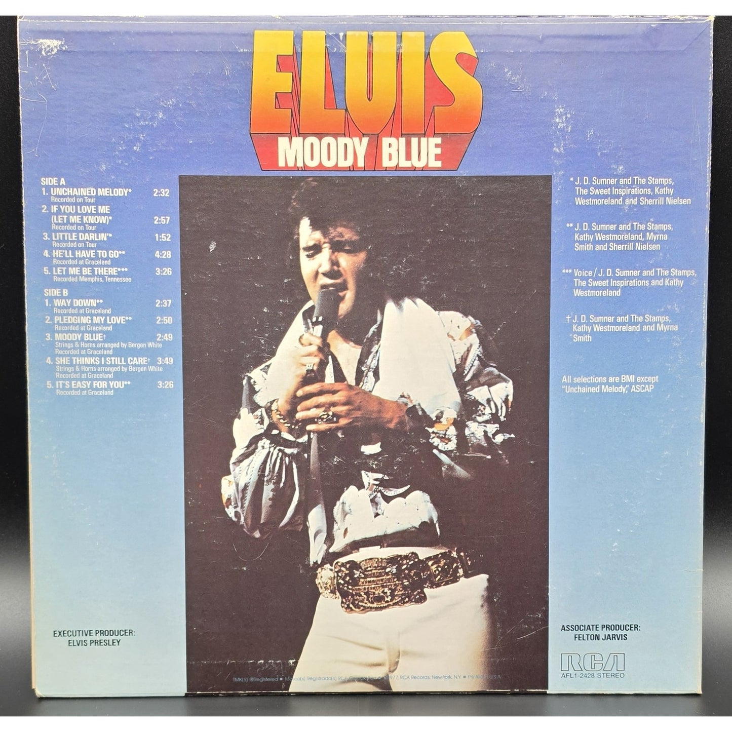 Elvis Presley “Moody Blue” 1977 RCA LP – Blue Vinyl NM, Jacket & Sleeve Good