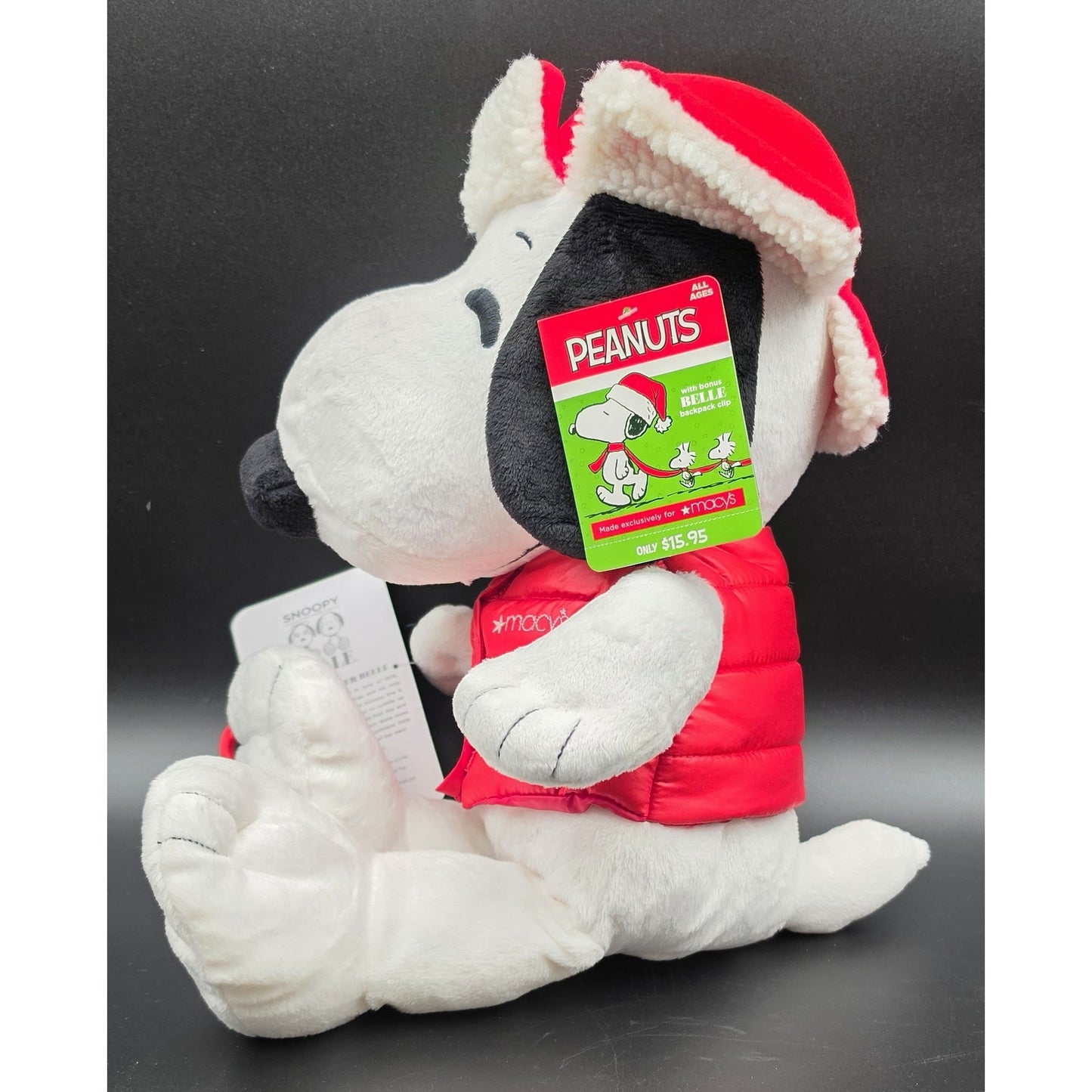 2015 Macy’s Holiday Snoopy Plush + Belle Clip • Peanuts Collectible Set