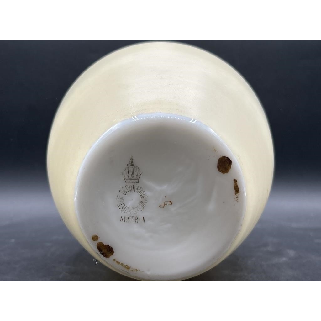Works Superior Decorating Austria Porcelain Vase – Hand-Painted Florals & Gold Trim, 11.5″