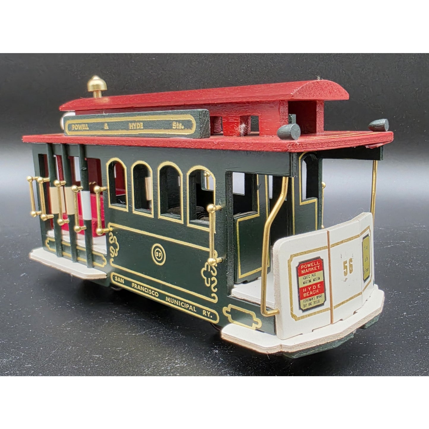Vintage SF Cable Car Music Box Trolley Wood & Brass Plays “I Left My Heart”