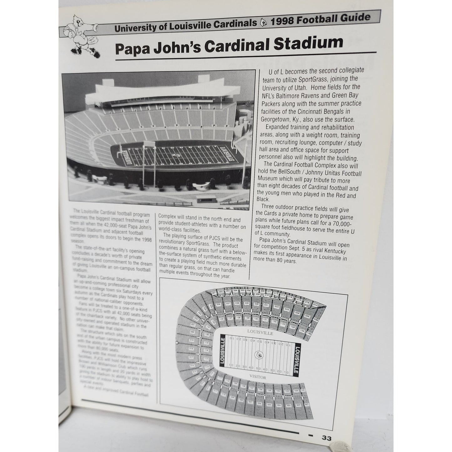 Louisville 1998 Cardinal Football Book Signed John L Smith 200pgs Stats Photos